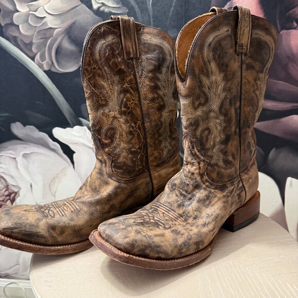 Stetson Horseman Distressed Leather Cowboy Boots – Men’s 11EE Handmade - Picture 4 of 5